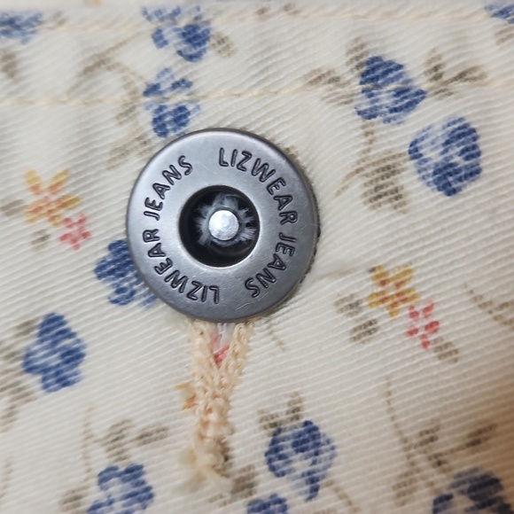 Vintage Liz Claiborne LizWear Jeans Women's Cream Cotton  Floral Blazer Size L - Picture 4 of 13